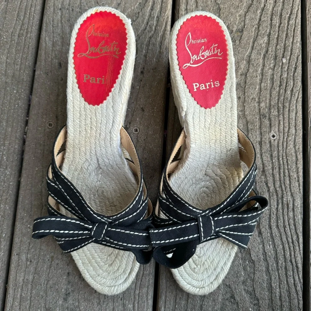 Christian Louboutin Black and Cream Espadrilles